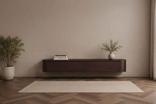Japandi TV Meubel 180 cm Walnoot – Zwevend Design met 2 Deuren & Soft-Close